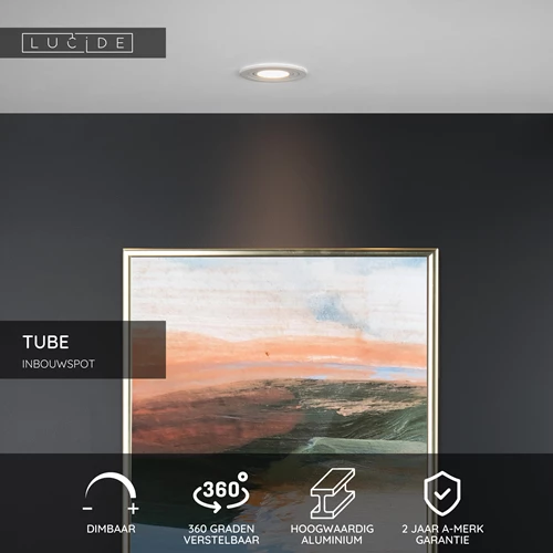 Lucide TUBE - Inbouwspot - Ø 9,2 cm - 1xGU10 - Wit - USP